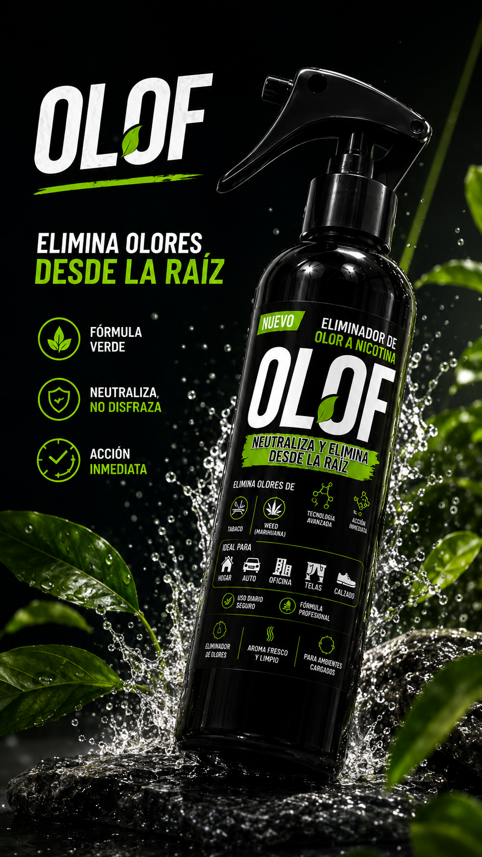 OLOF – Neutralizador de Olores Persistentes 250 ml (No los Disfraza, los Elimina)